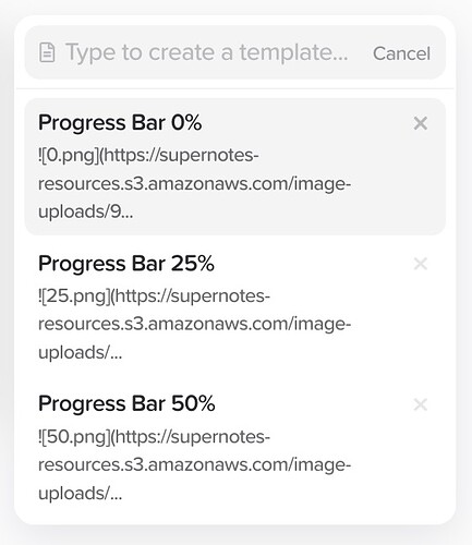 screenshot of progress bars as templates
